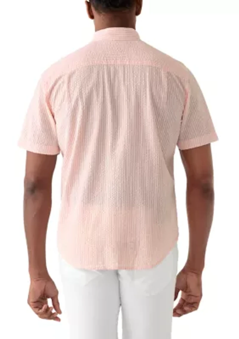 Men's Short Sleeve Striped Seersucker Shirt