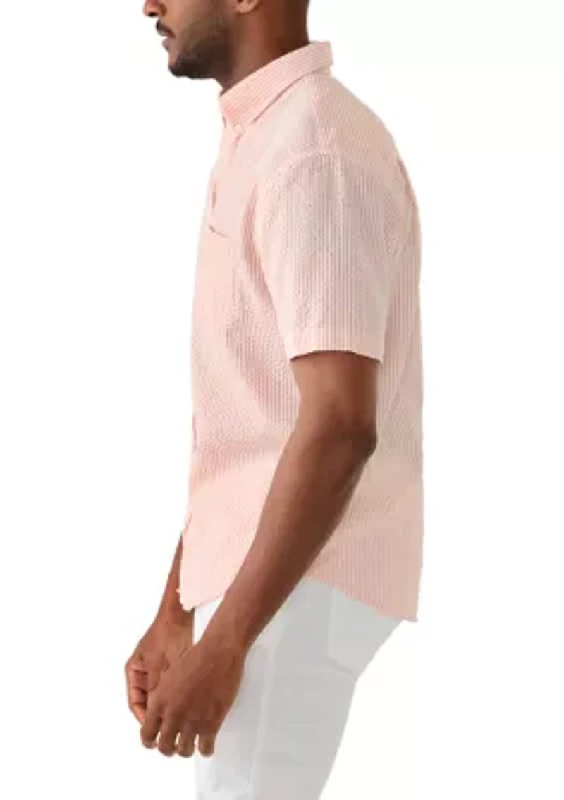 Men's Short Sleeve Striped Seersucker Shirt