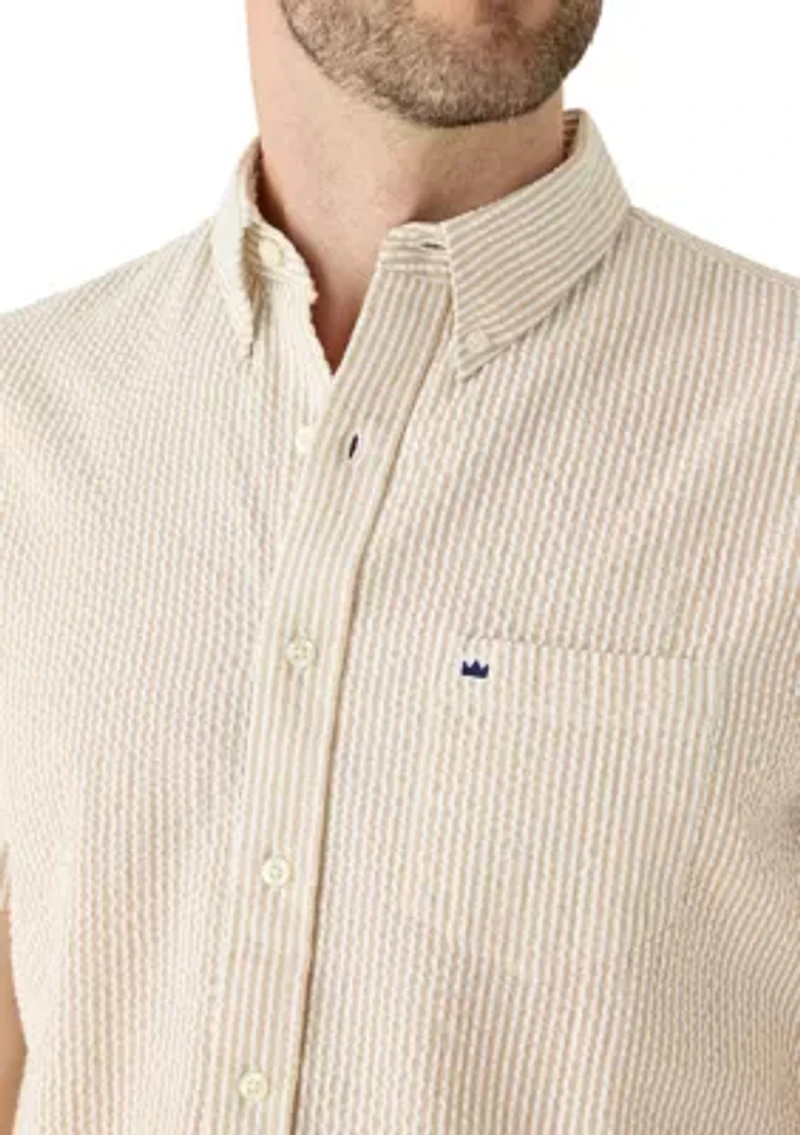 Men's Short Sleeve Striped Seersucker Shirt