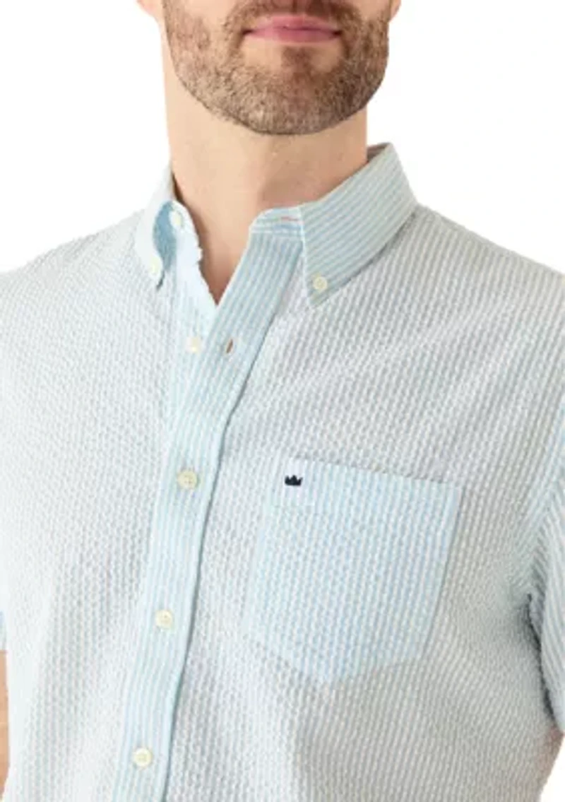 Men's Short Sleeve Striped Seersucker Shirt