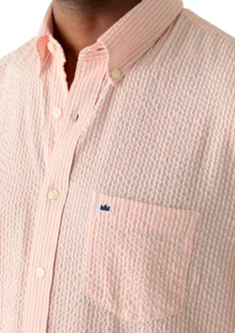 Men's Short Sleeve Striped Seersucker Shirt