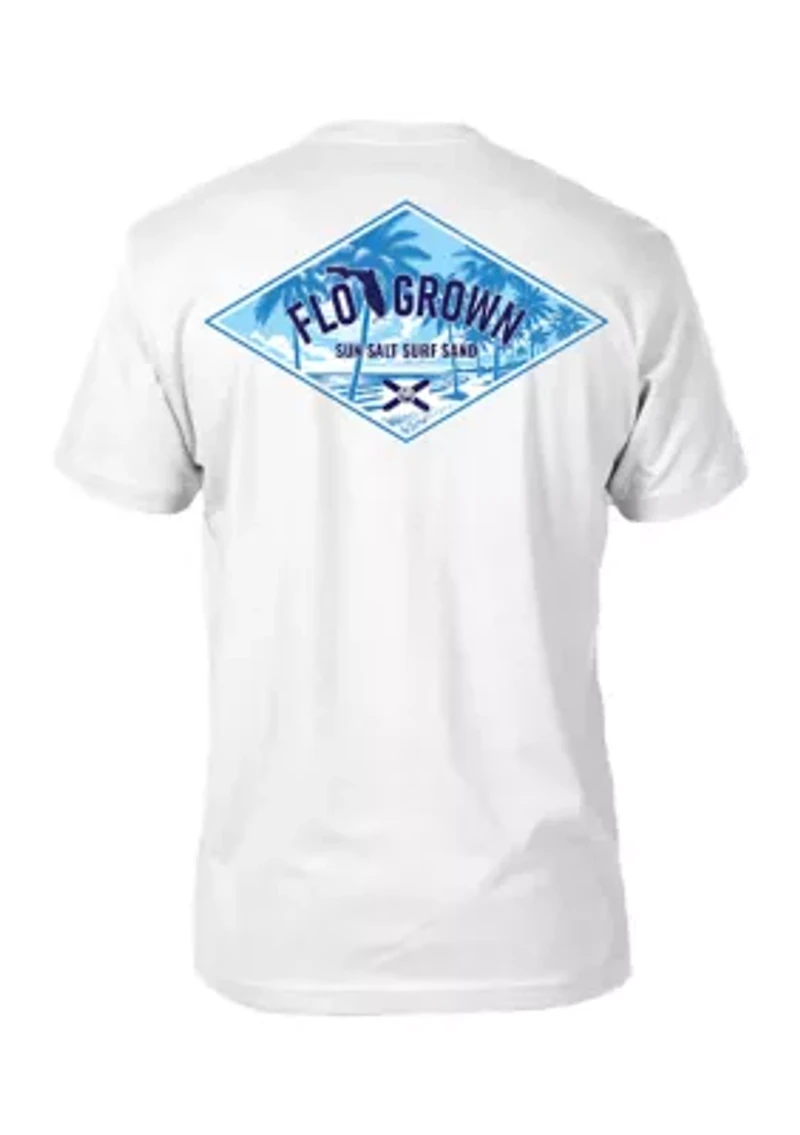Men's Short Sleeve Blue Beach Landscape Graphic T-Shirt