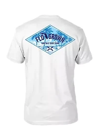 Men's Short Sleeve Blue Beach Landscape Graphic T-Shirt