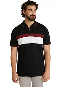 Big & Tall Short Sleeve Kendall Splice Zip Neck Polo Shirt