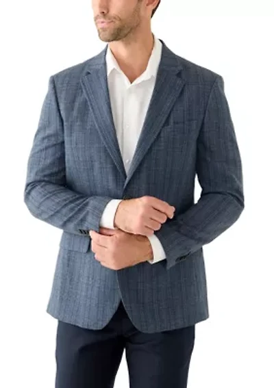 Men's Blue Plaid Suit Jacket