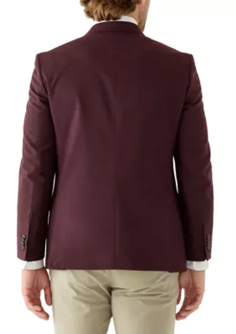 Burgundy Solid Flannel Touch Sport Coat