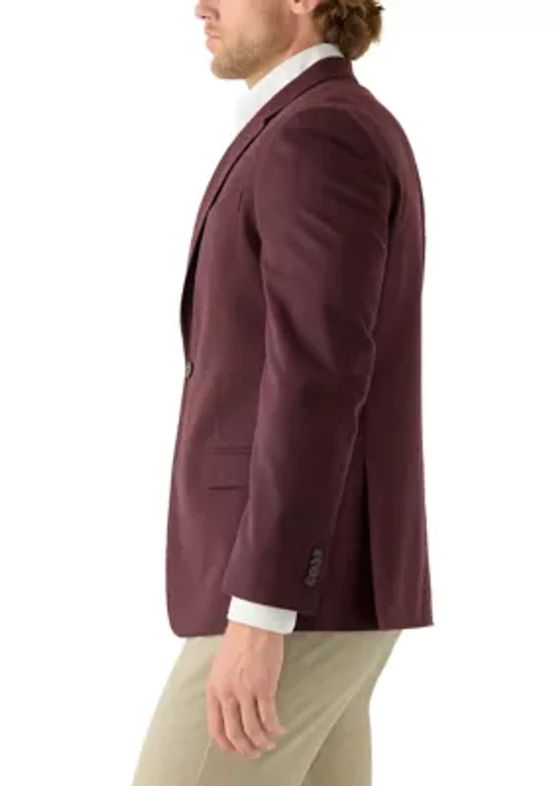 Burgundy Solid Flannel Touch Sport Coat