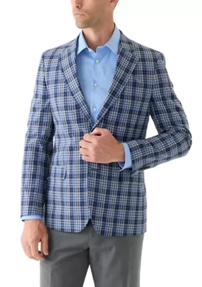 Linen Cotton Plaid Sport Coat