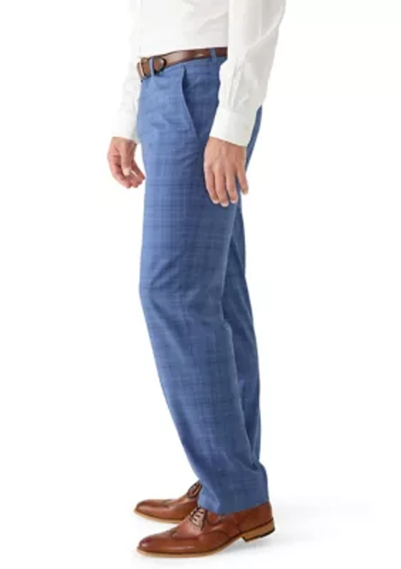 Men's Blue Plaid Suit Pants