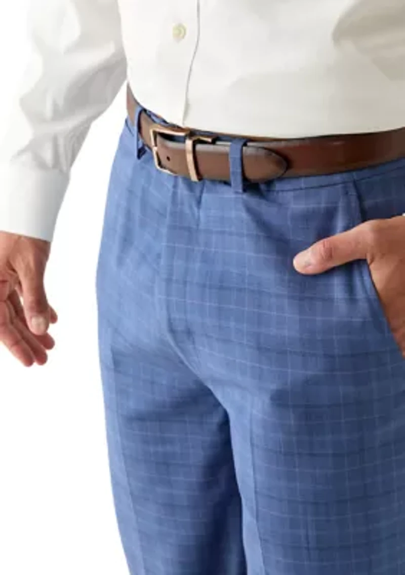 Men's Blue Plaid Suit Pants