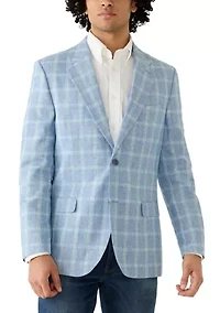 Men's Navy Plaid Suit Jacket