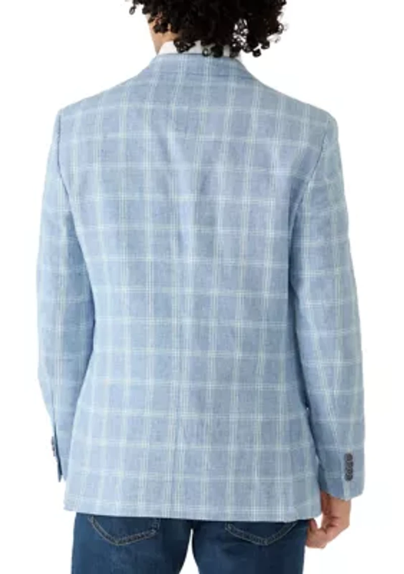 Men's Navy Plaid Suit Jacket