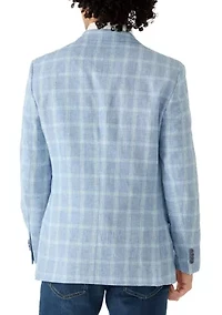 Men's Navy Plaid Suit Jacket