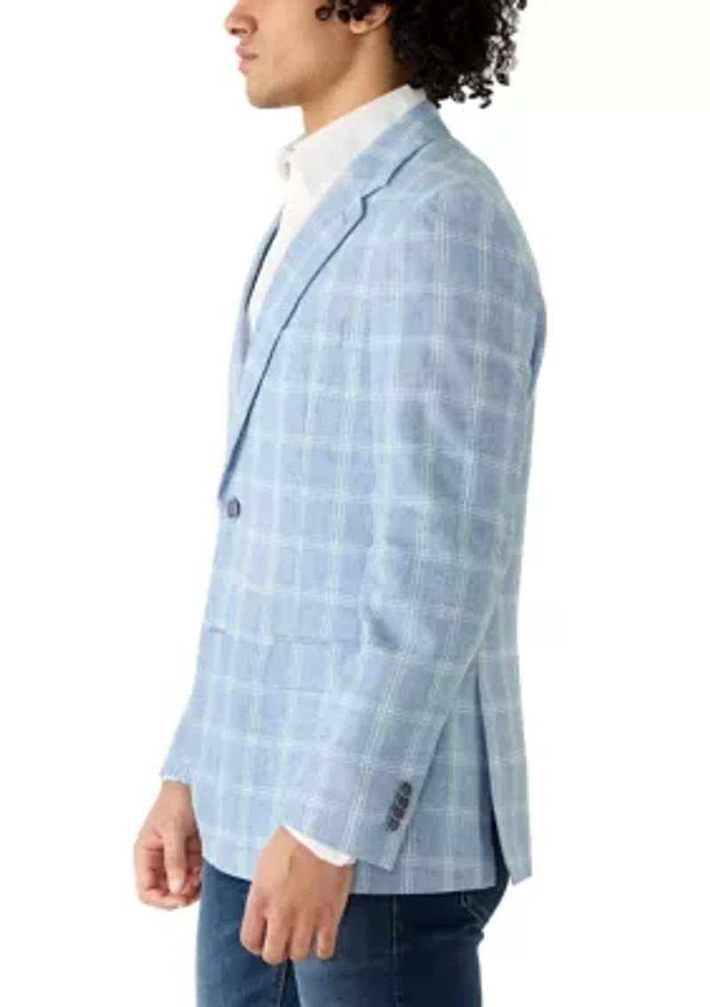 Men's Navy Plaid Suit Jacket