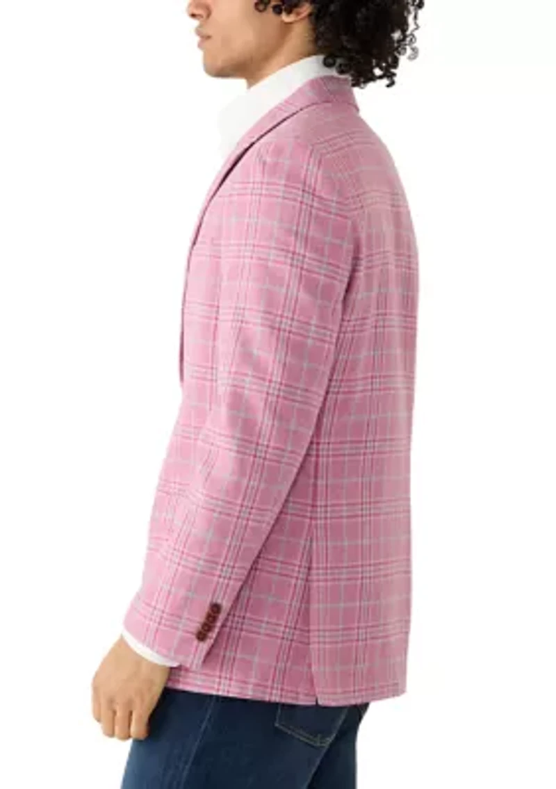 Men's Pink Plaid Suit Jacket