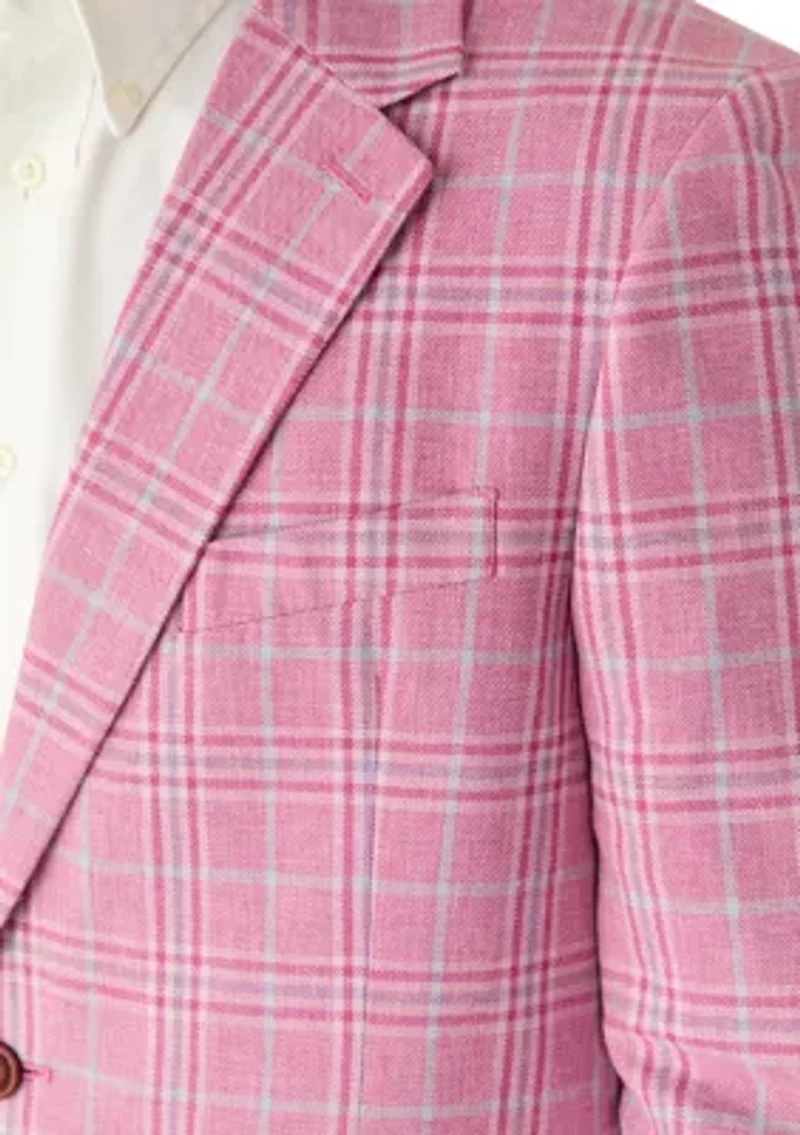 Men's Pink Plaid Suit Jacket