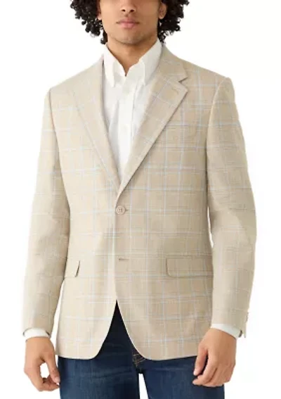 Men's Tan Plaid Suit Jacket