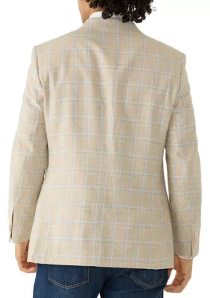Men's Tan Plaid Suit Jacket