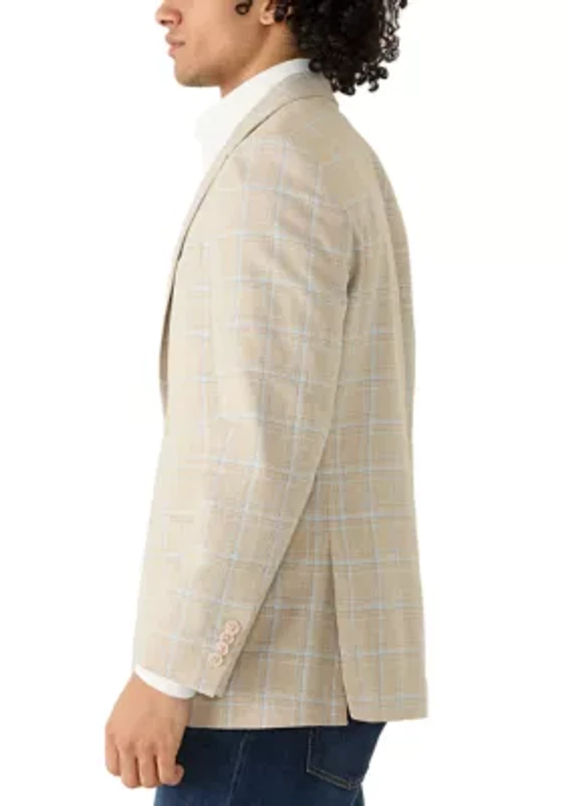 Men's Tan Plaid Suit Jacket