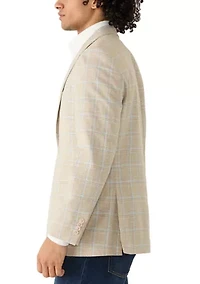 Men's Tan Plaid Suit Jacket
