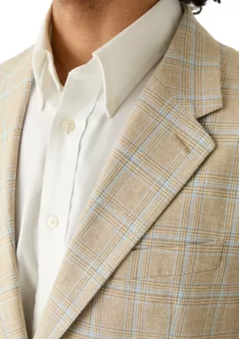 Men's Tan Plaid Suit Jacket