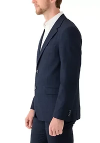 Men's Navy Tonal Plaid Knit Sports Coat