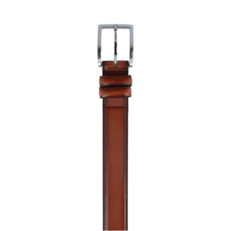Malik Burnished Feather Edged 32mm Leather Belt
