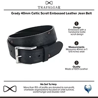 Grady 40mm Celtic Scroll Embossed Leather Jean Belt