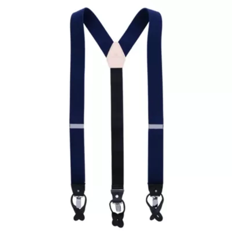 Big and Tall Matias 35MM Blue Kahki Stripe Reversible Braided Casual Golf Belt