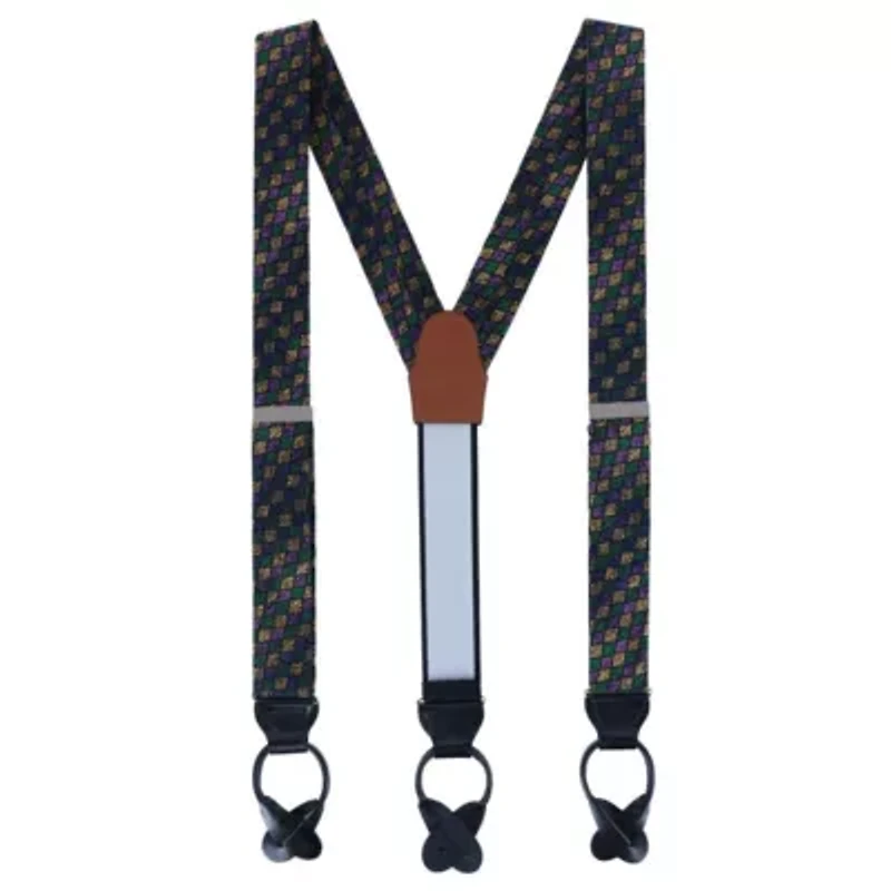 Carnival Diamond Multi-Colored Novelty Silk Button End Braces