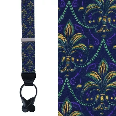 The French Quarter Fleur-de-Lis Silk Novelty Button End Braces