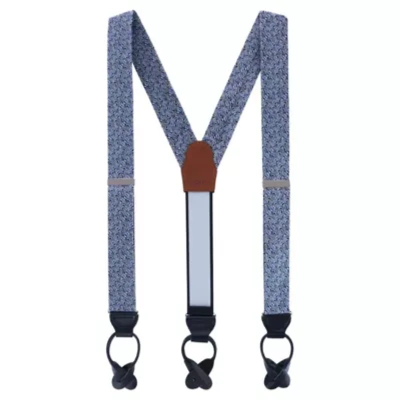 Benito's Blue Basket Weave Pattern Silk Novelty Button End Braces