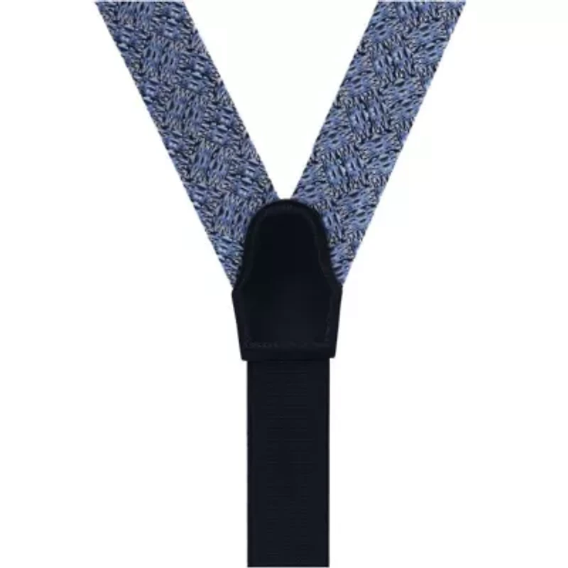 Benito's Blue Basket Weave Pattern Silk Novelty Button End Braces