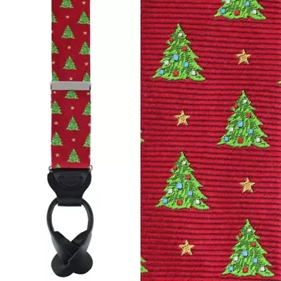 Oh Christmas Tree Novelty Silk Button End Braces