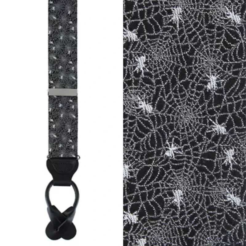 Venom Spider Web Motif Novelty Silk Button End Braces