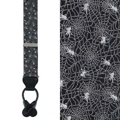 Venom Spider Web Motif Novelty Silk Button End Braces