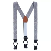 Benji The Houndstooth Plaid Silk Button End Braces