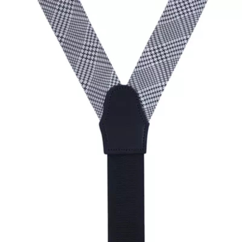 Benji The Houndstooth Plaid Silk Button End Braces