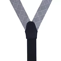 Benji The Houndstooth Plaid Silk Button End Braces