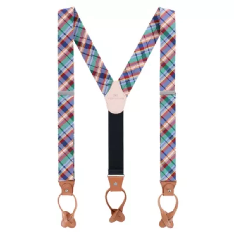 Sherwood Plaid Silk Button End Braces