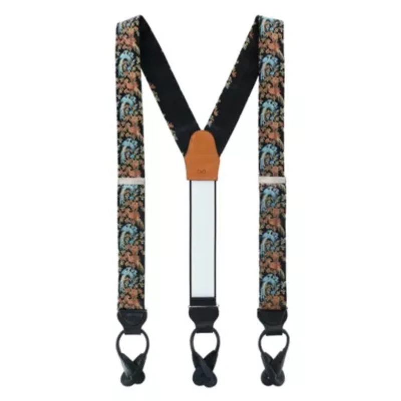 Birds of Prosperity Silk Button End Braces