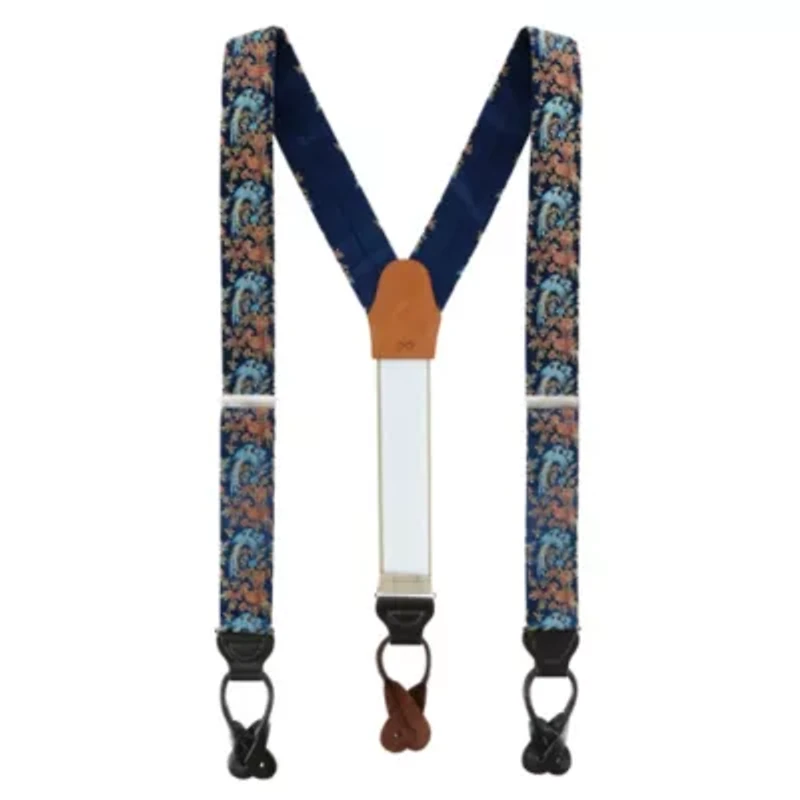 Birds of Prosperity Silk Button End Braces