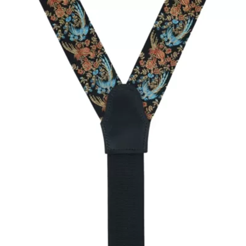 Birds of Prosperity Silk Button End Braces