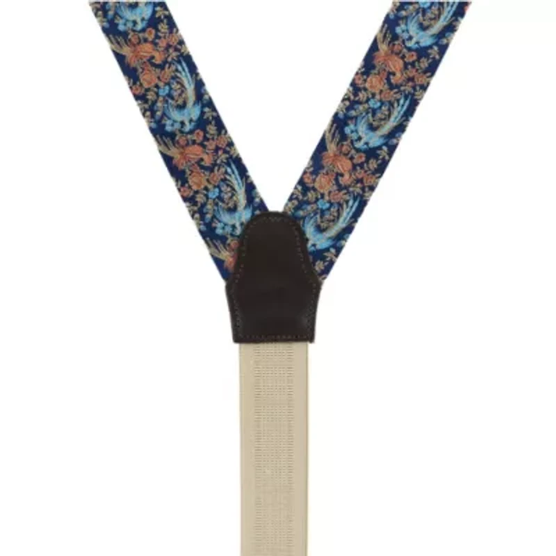 Birds of Prosperity Silk Button End Braces