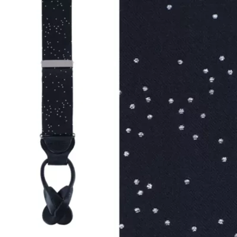 Mystere Metallic Polka Dot Silk Button End Braces