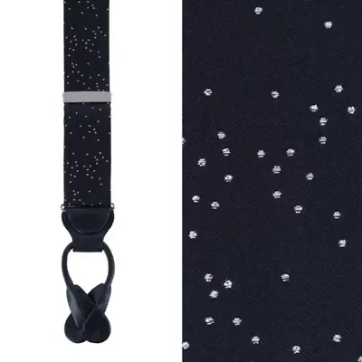 Mystere Metallic Polka Dot Silk Button End Braces