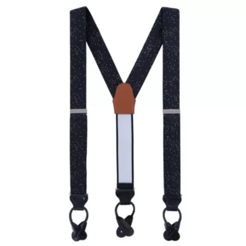 Mystere Metallic Polka Dot Silk Button End Braces
