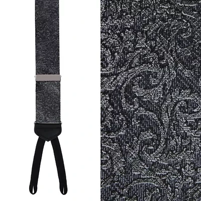 Esteban Scrolling Vines Tone on Tone Patterned Silk Formal End Brace