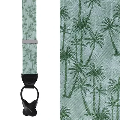 Nohea Palm Tree Linen Blend Novelty Button End Braces