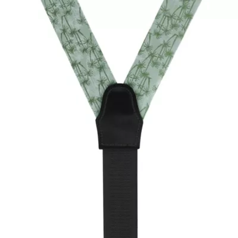 Nohea Palm Tree Linen Blend Novelty Button End Braces